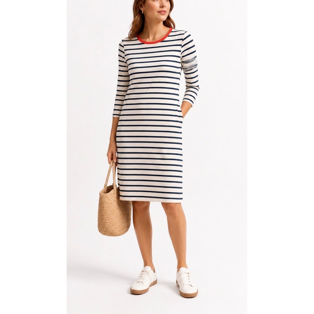 Boden Coastal Cotton T-shirt Dress/ Blue-White Striped/ Preppy Vacation Beach M
